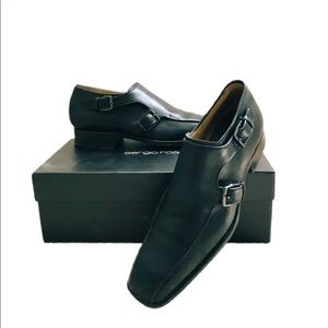 Sergio Rossi Leather Monk Strap Buckle Shoes